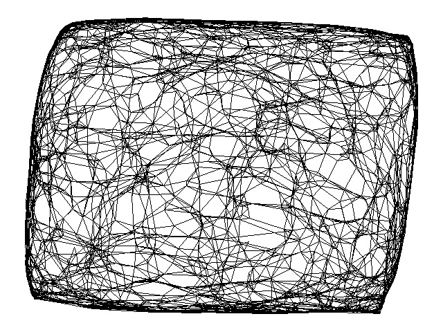 Overlay network topology creation: Execution of the T-Man protocol to build a (flattened)  torus starting from a random initial overlay network of 2500 nodes.